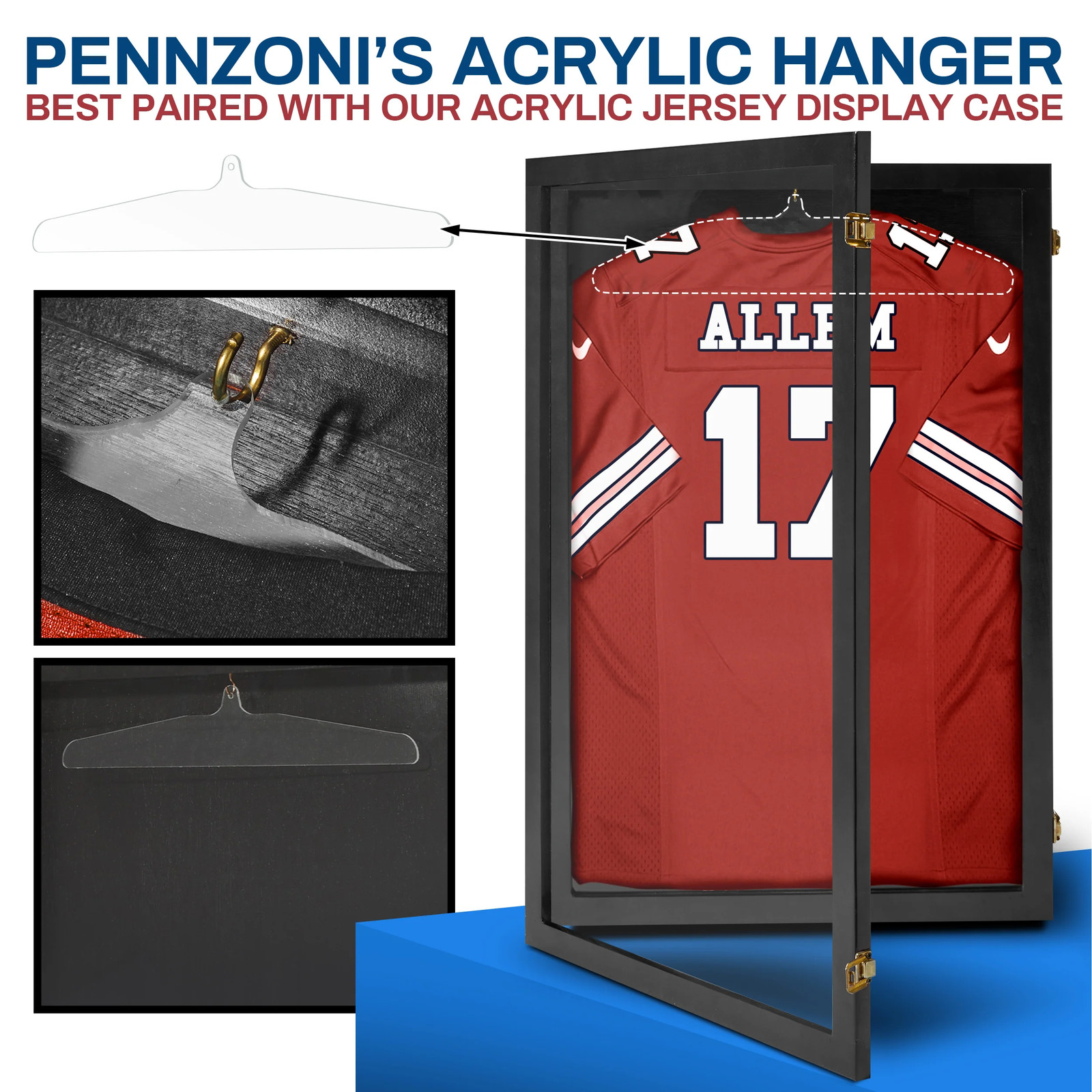 PENNZONI Clear Acrylic Hanger – Jersey Display Hanger