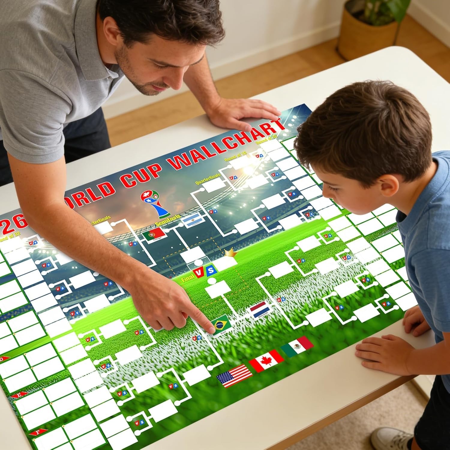 36×24 Inches World Cup 2026 Schedule Poster with 64 Reusable Flag Stickers