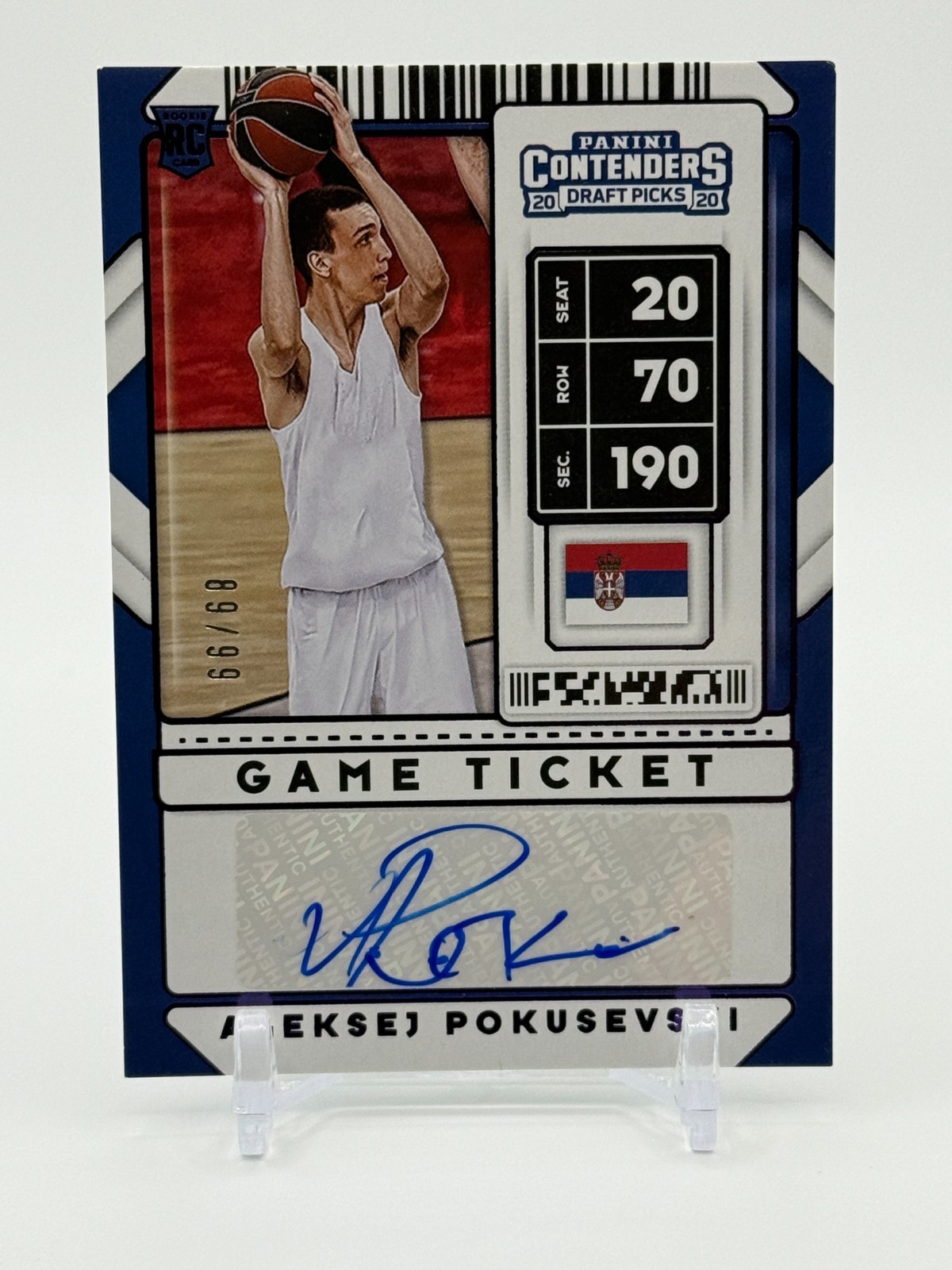 2020 Panini Contenders Draft ALEKSEJ POKUSEVSKI Game Ticket Auto /99 Serbia