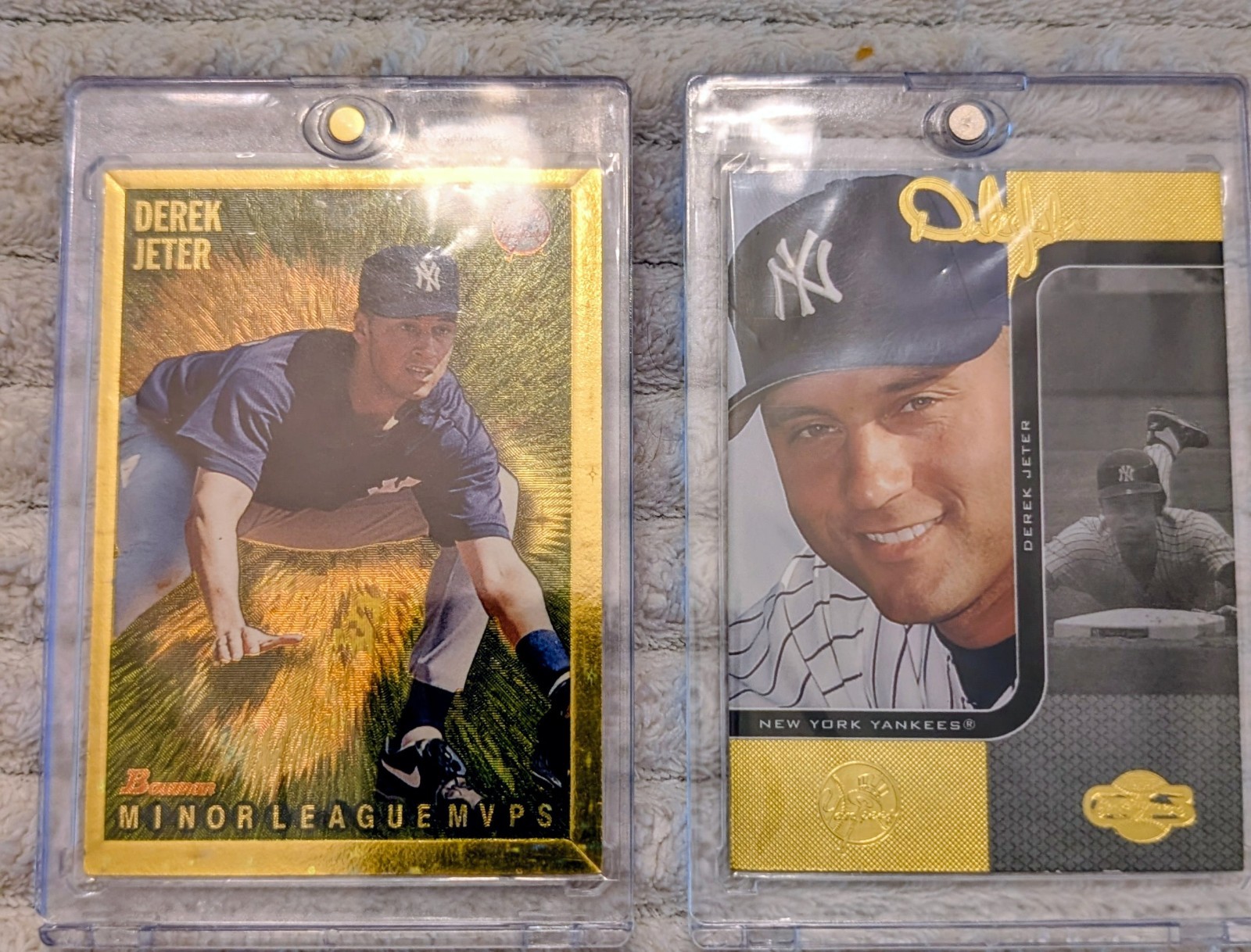 Derek Jeter NYY Gold Inserts (2 Card) – 1995 Bowman MVPs & 2006 Topps Co-Signers