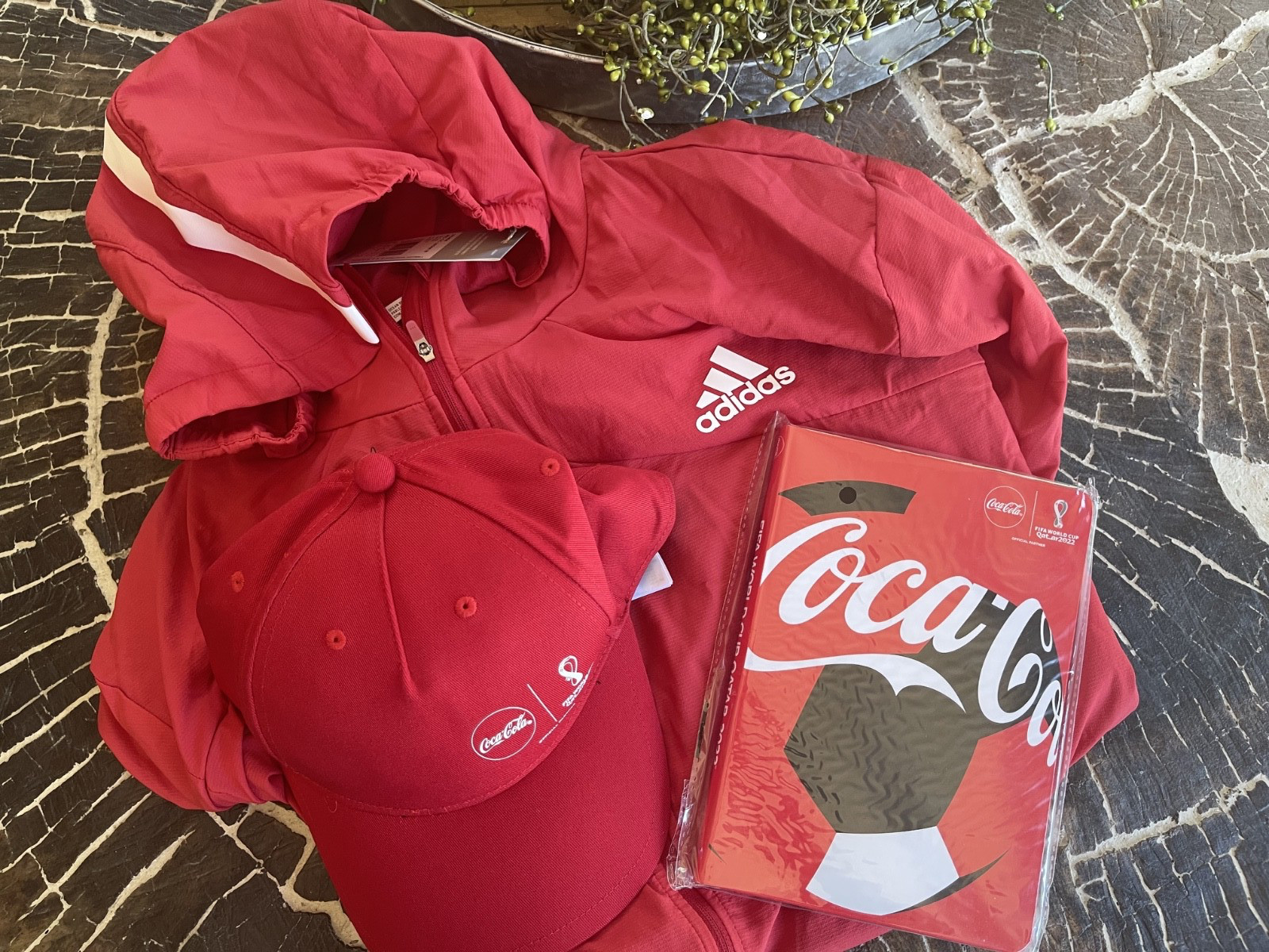 Adidas Original Mens Full Zip Jacket FIFA World Cup 2022 +Hat etc Coke New! NWT