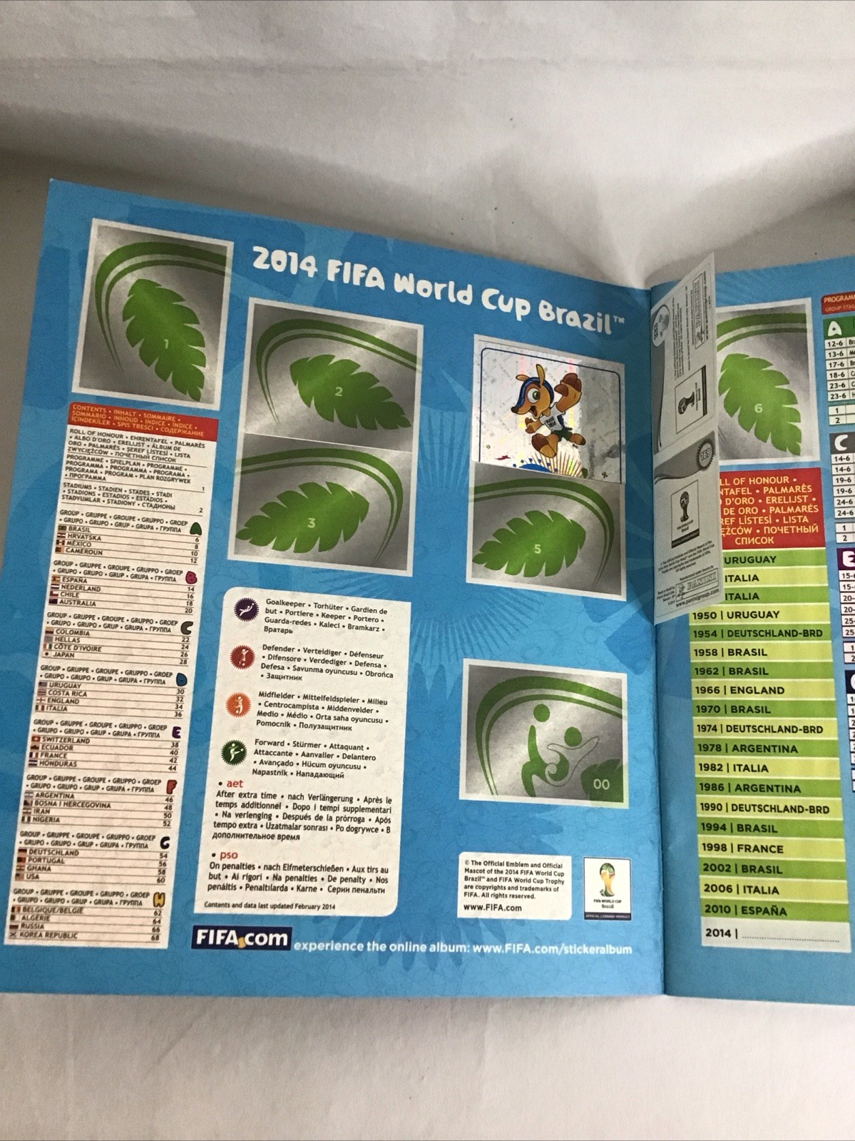 Incomplete 2014 FIFA WORLD CUP BRAZIL PANINI Football Album Latin American Vers