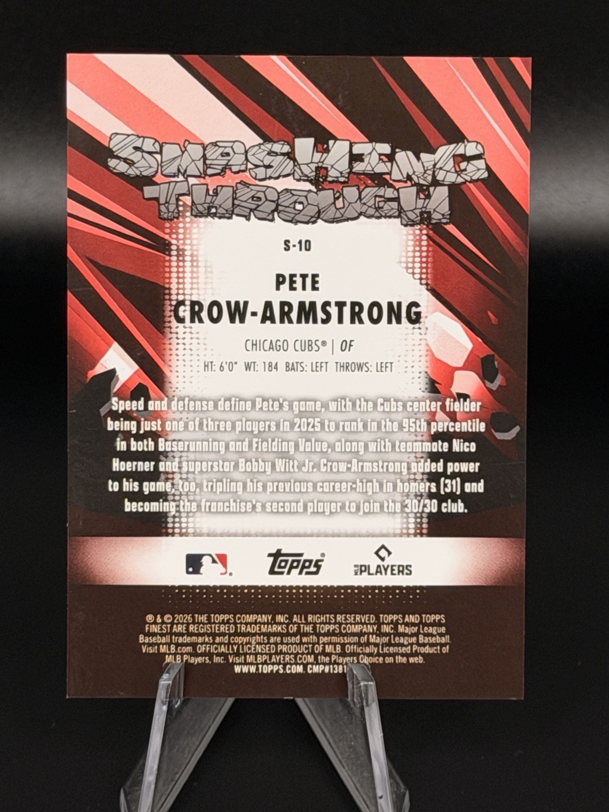 2026 Topps Finest Smashing Through Pete Crow-Armstrong Chicago Cubs S-10 SSP