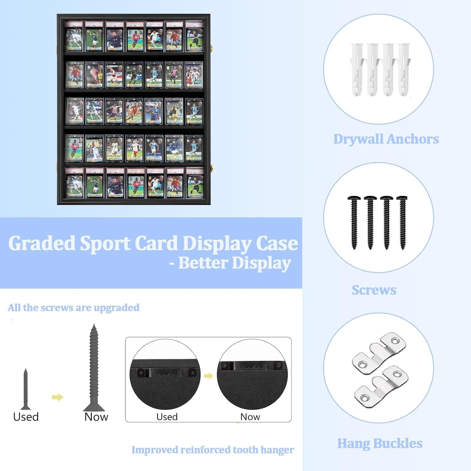 Elegant Black 35-Card Display Case with UV Protection for Your Collectibles
