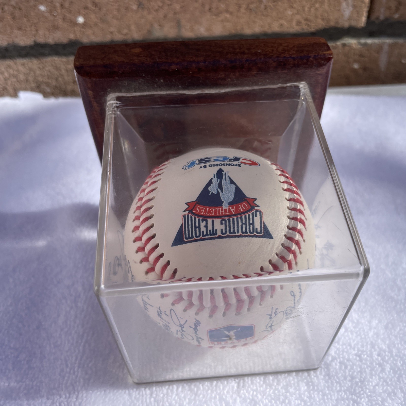 Autographed Baseball Multi Signed MLB Coaches Caring Team Athletes Crest