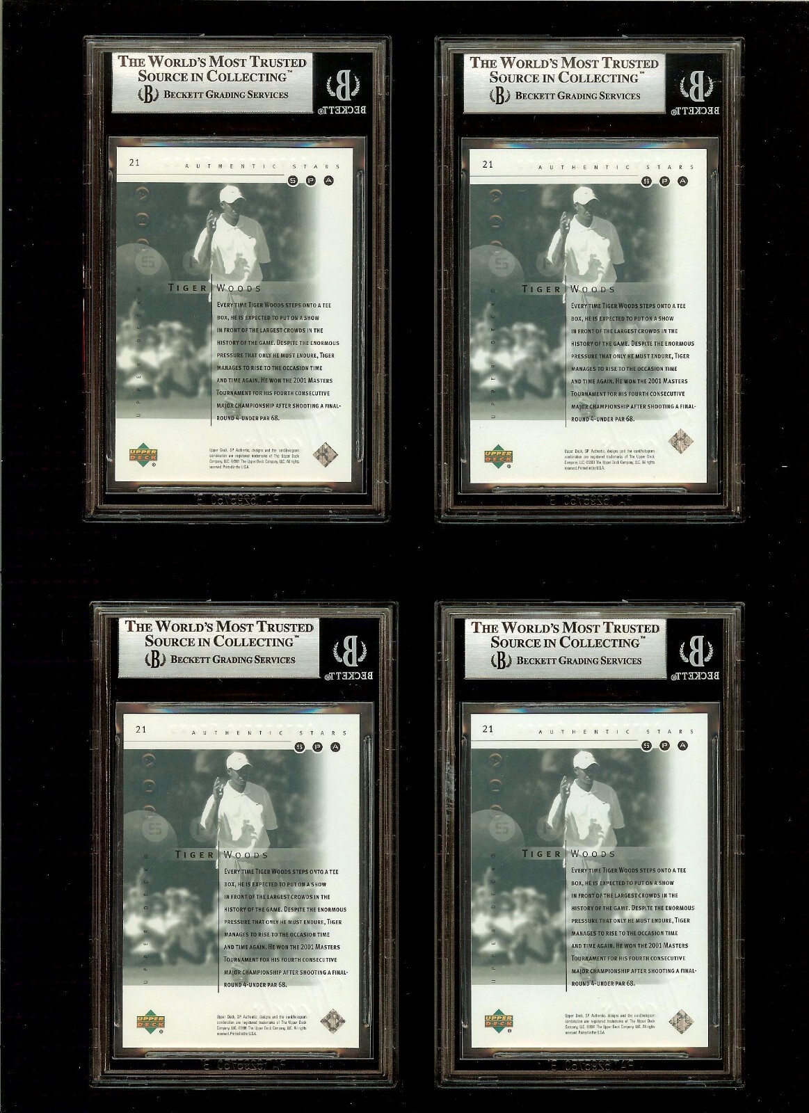 (4ct) 2001 UD SP Preview Golf TIGER WOODS #21 RC Card BGS 9 Investment Lot *2434