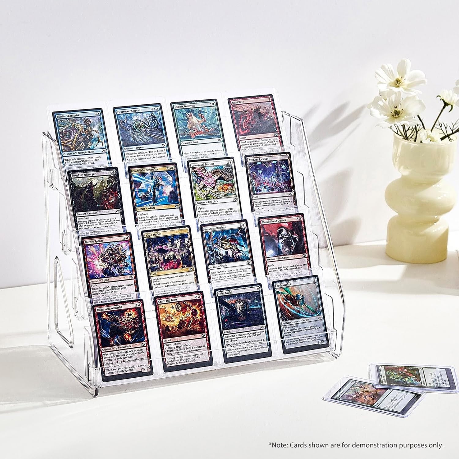 Card Display Stand Acrylic 4 Tier Shelf for Trading Cards Sports TCG PSA