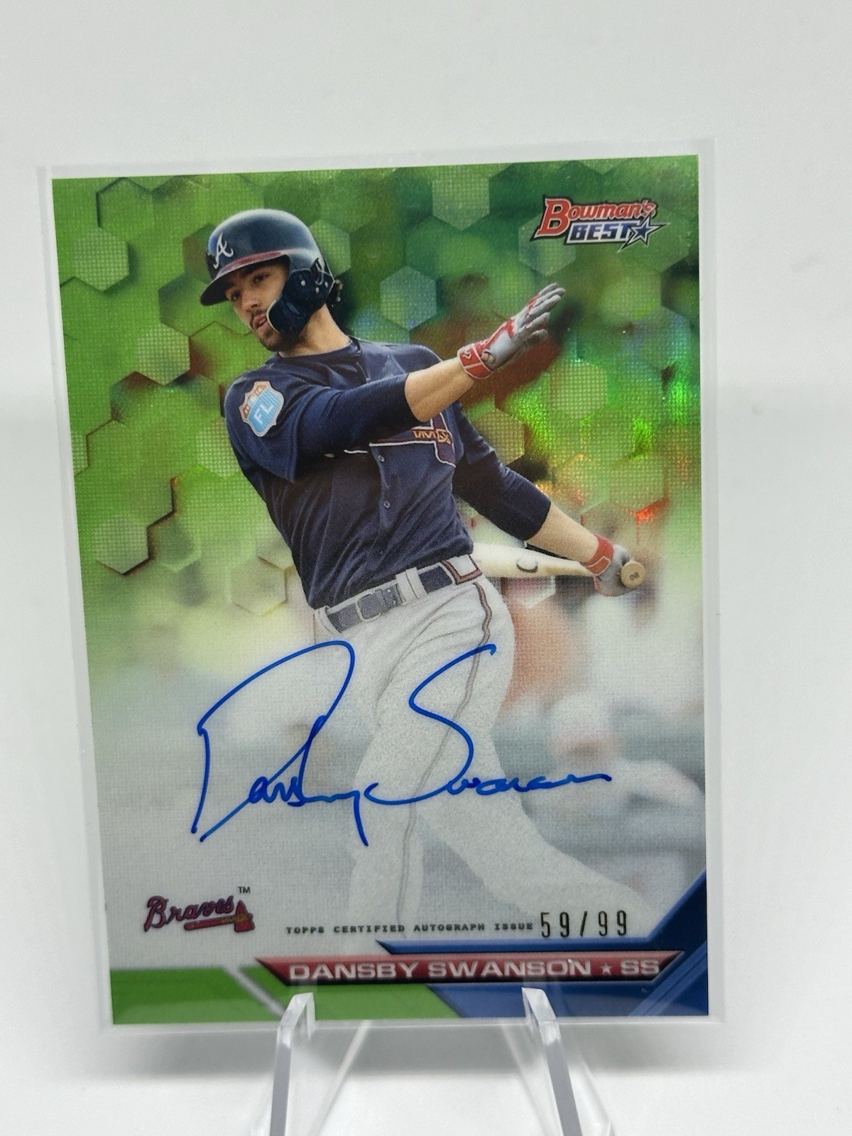 2016 Bowman’s Best Dansby Swanson Rookie Auto On Card Green /99 #B16-DS SP RC