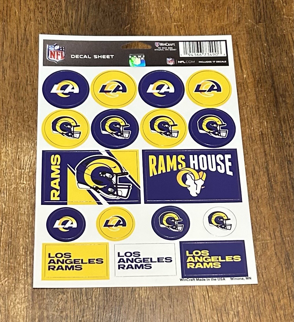 Los Angeles Rams Licensed 5 X 7 INCH NFL Vinyl Sticker Set Made By WinCraft!