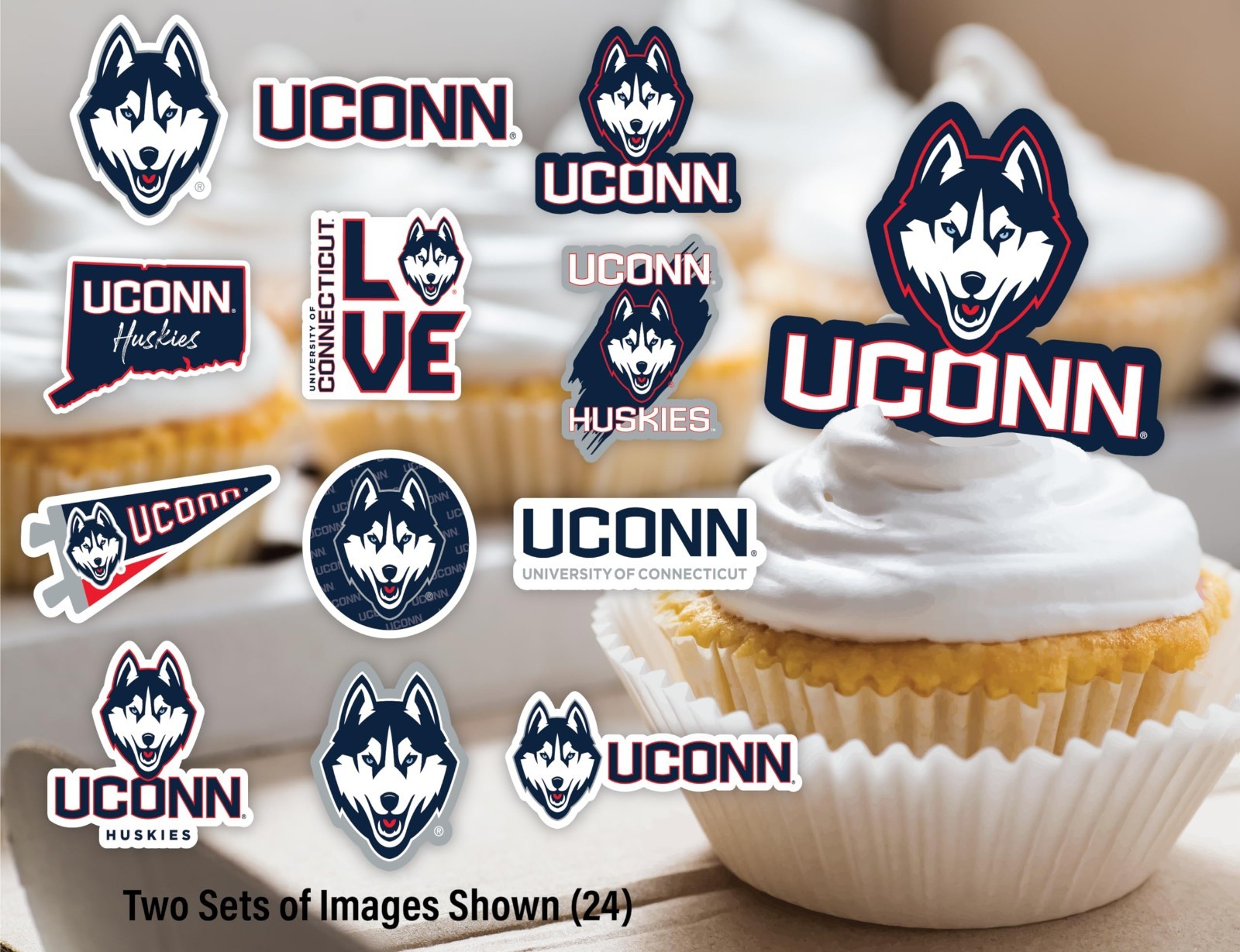 UConn Huskies Party Supplies Set – 42 Pc Banner & Cupcake Toppers for Graduation