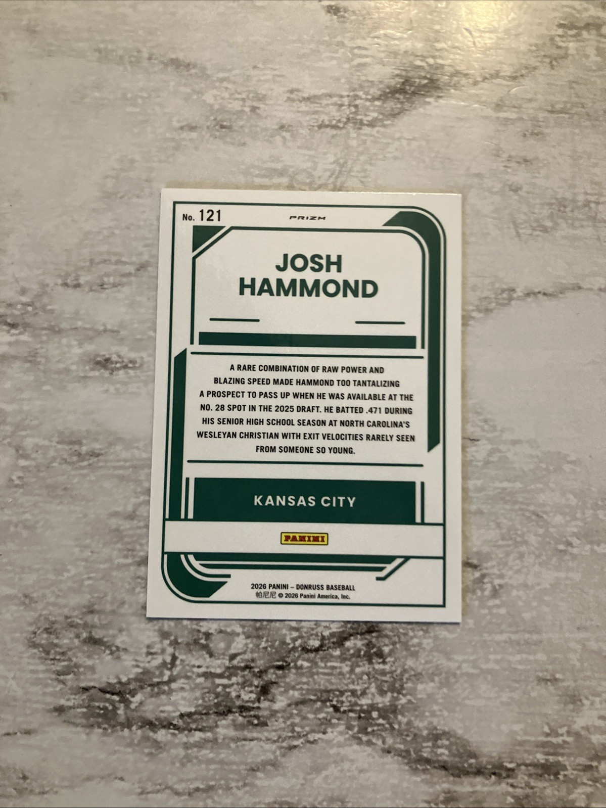 2026 Donruss Josh Hammond #121 Optic Orange Velocity