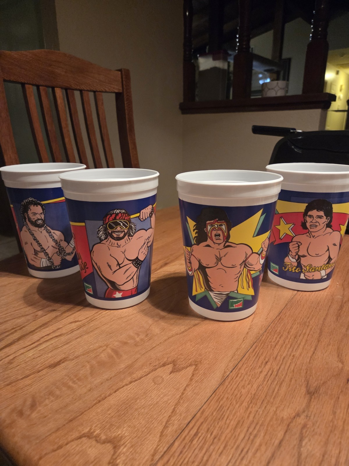 1989 (RARE) VINTAGE WF WRESTLING Cups Brand New 4 cups in set