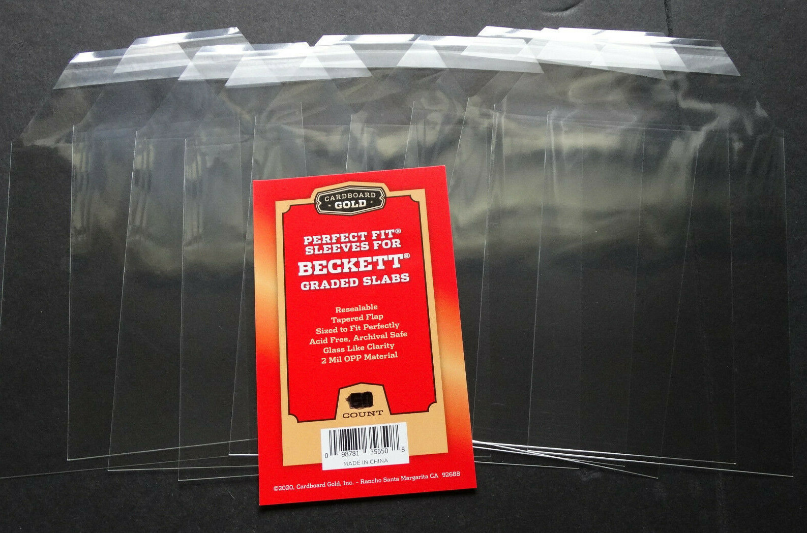10 Loose Cardboard Gold Perfect Fit Sleeves for Beckett BGS Graded Slabs Bag