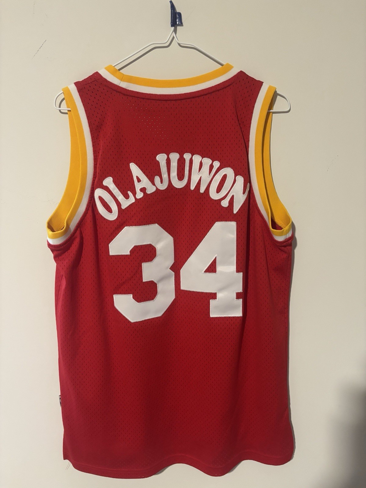 Hakeem Olajuwon Jersey Houston Rockets Adidas Mens M Hardwood Red Swingman NBA