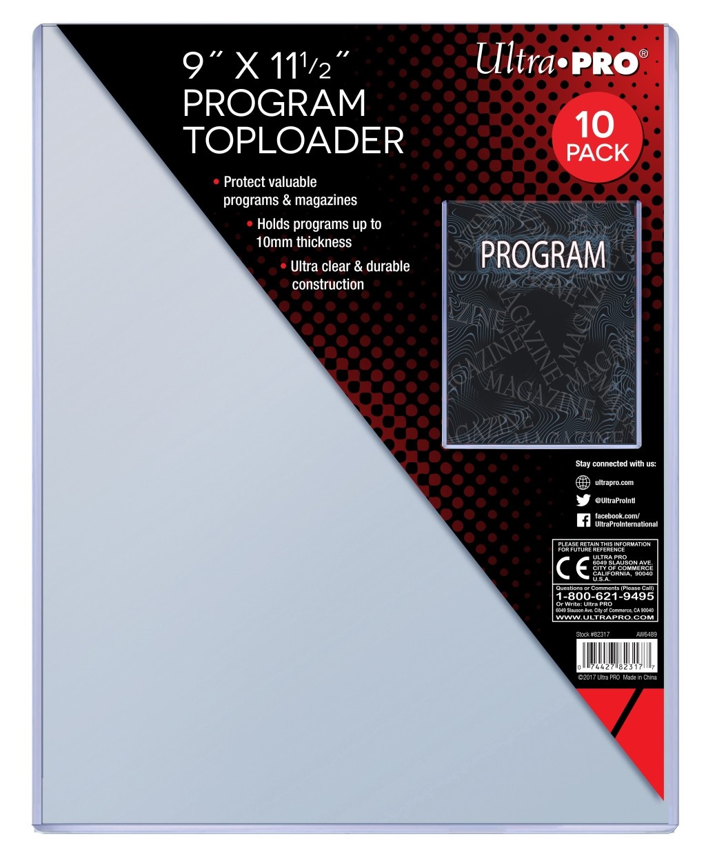 Ultra Pro Toploader – Program 10MM Thick (10 per pack) , 9×11-1/2 inch (228.6 mm