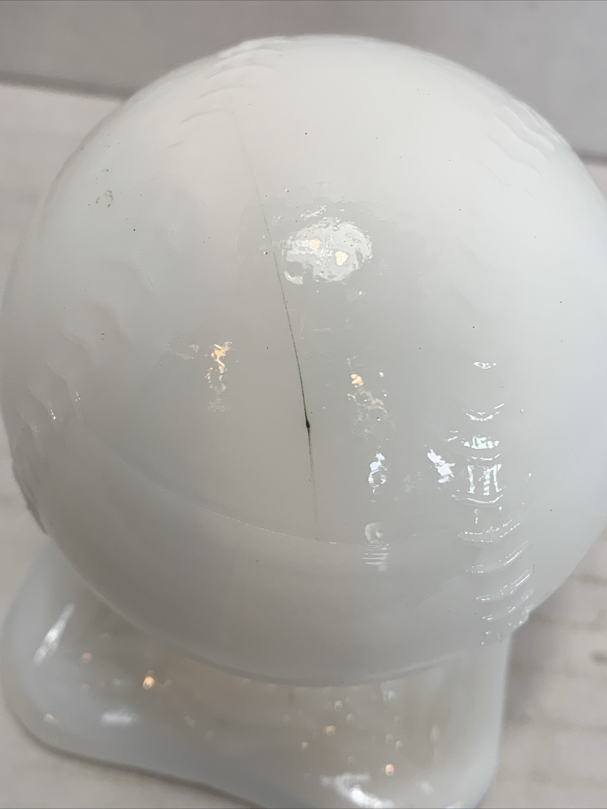 VTG Milk Glass Baseball On Pedestal, A Promotional Piece From A Bank/gas Station
