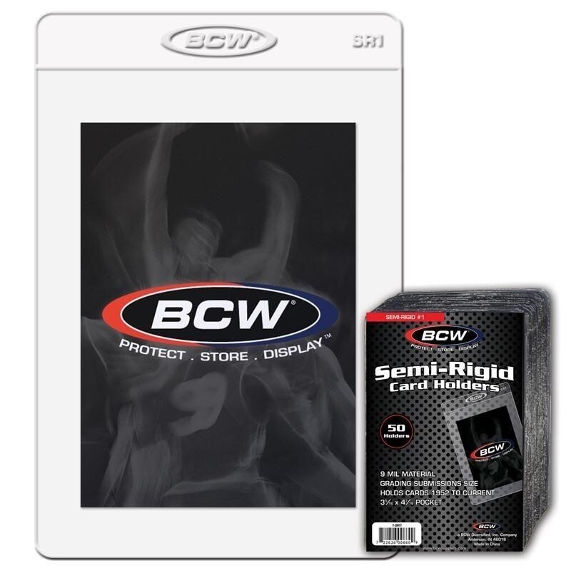 50 BCW Semi Rigid Card Holder #1 3 5/16 x 4 15/16 Vintage Cards Grade Submission
