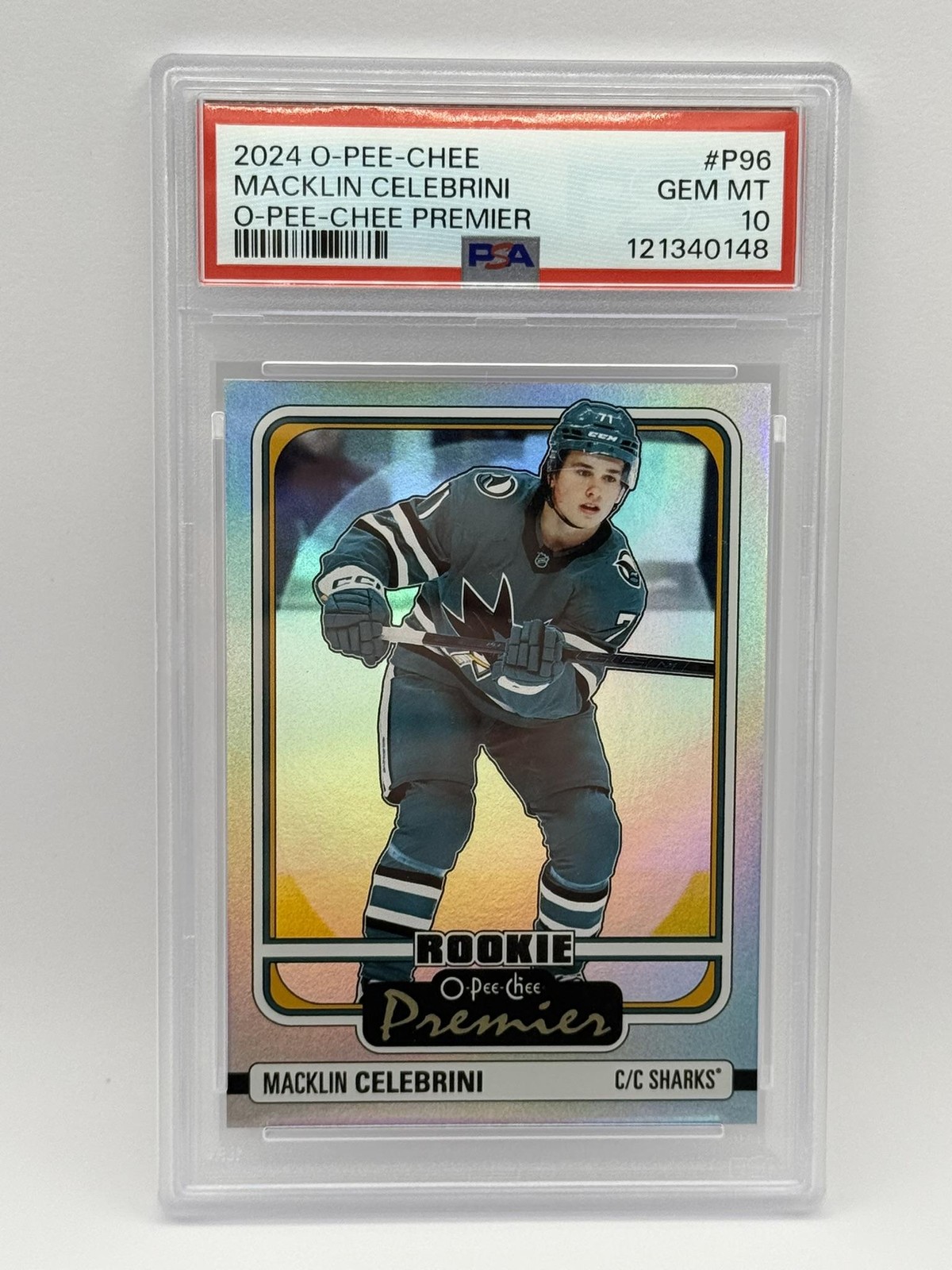 2024-25 Rookie #P-96 Macklin Celebrini O-Pee-Chee Premier PSA 10