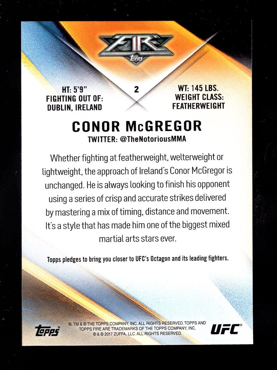 2017 TOPPS UFC #3 CONOR McGREGOR QTY FREE SHIPPING