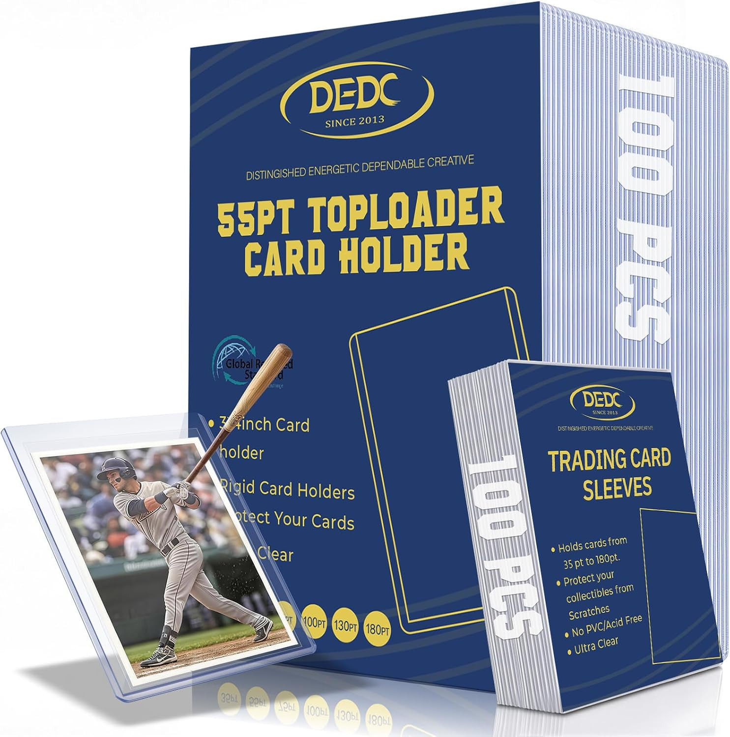 DEDC 200 Toploader and Penny Sleeves Bundle – 3″ X 4″ Rigid Hard Sleeves & Acid-