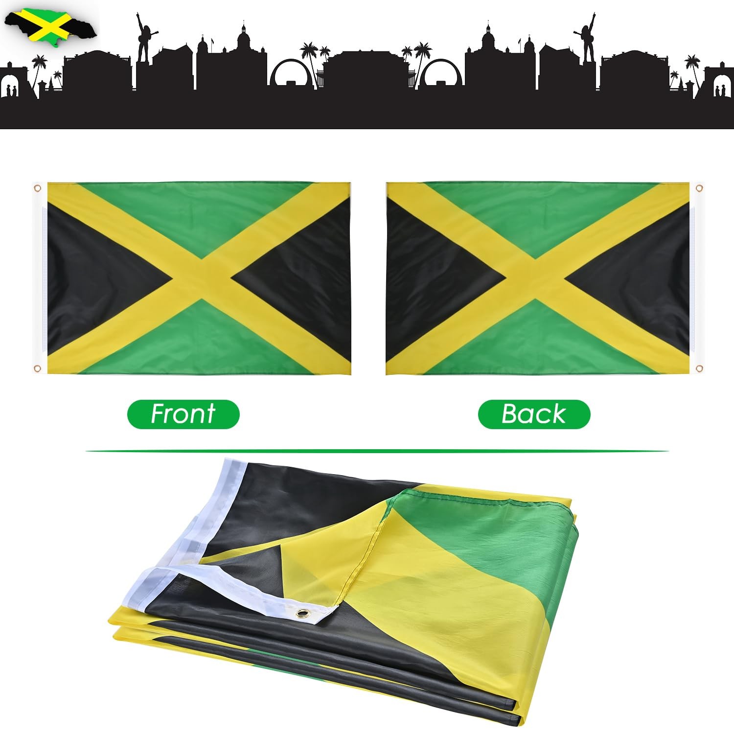 AhfuLife Jamaica Flag Jamaican 3×5 Ft, Large 1 Pcs,