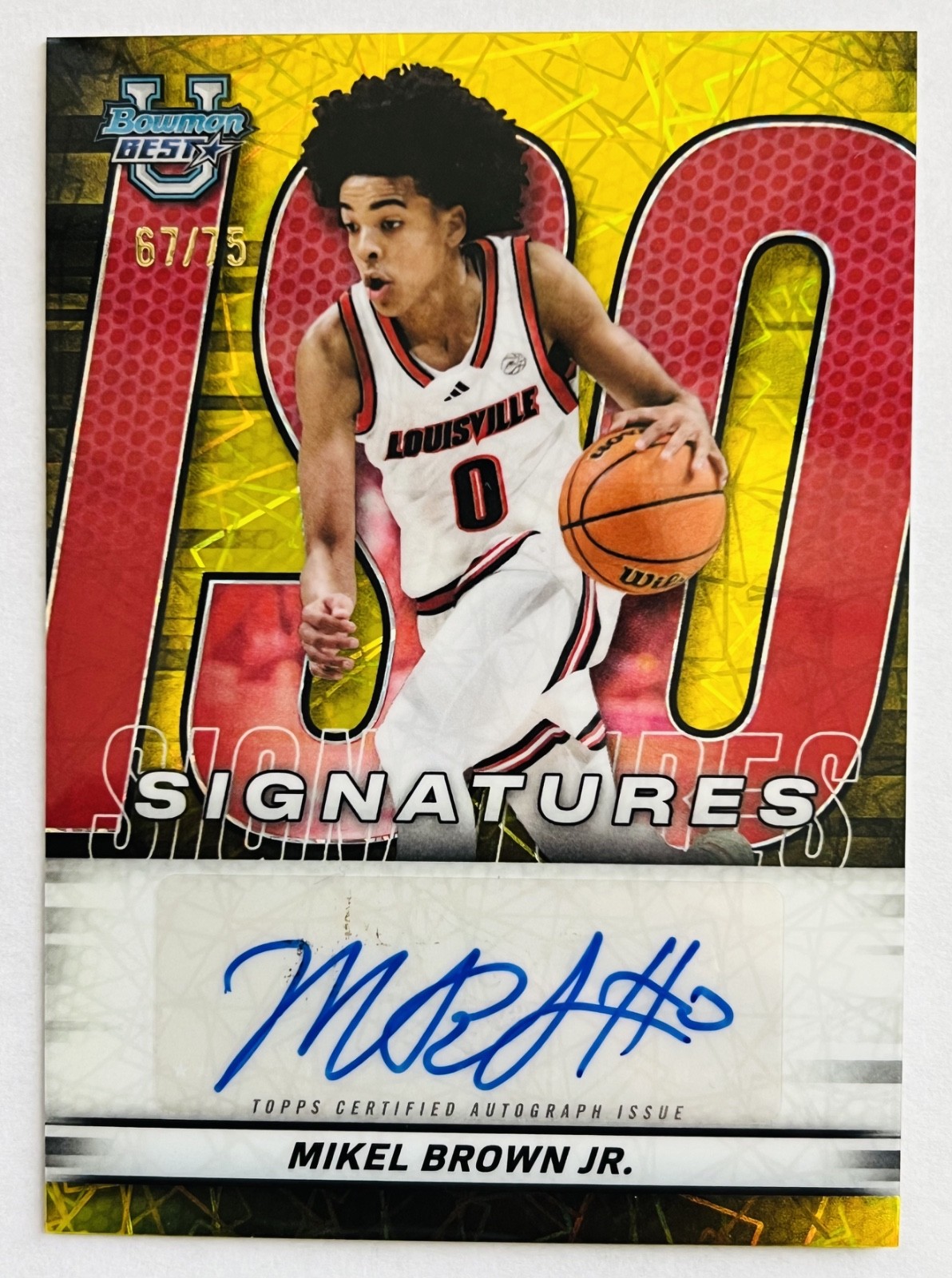 2025-26 Bowman U Best MIKEL BROWN JR. ISO Signatures Auto Yellow Laser /75 🔥🔥