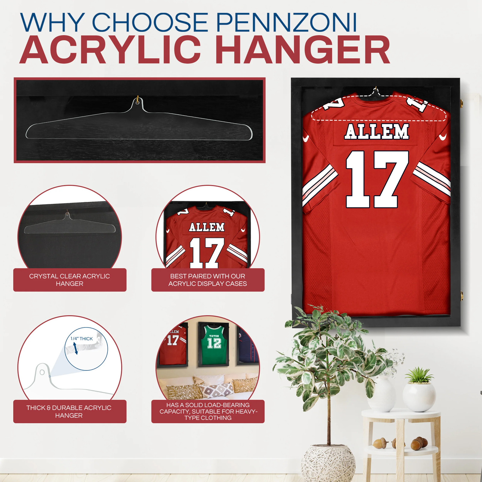 PENNZONI Clear Acrylic Hanger – Jersey Display Hanger