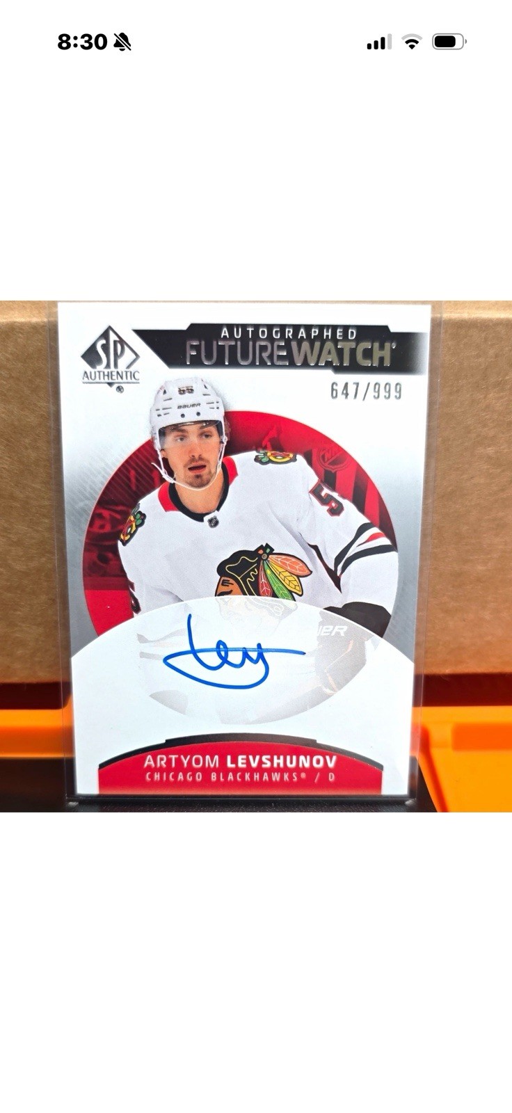 Upper Deck 2025-26 SP Authentic Future Watch Artyom Levshunov Auto #123 647/999