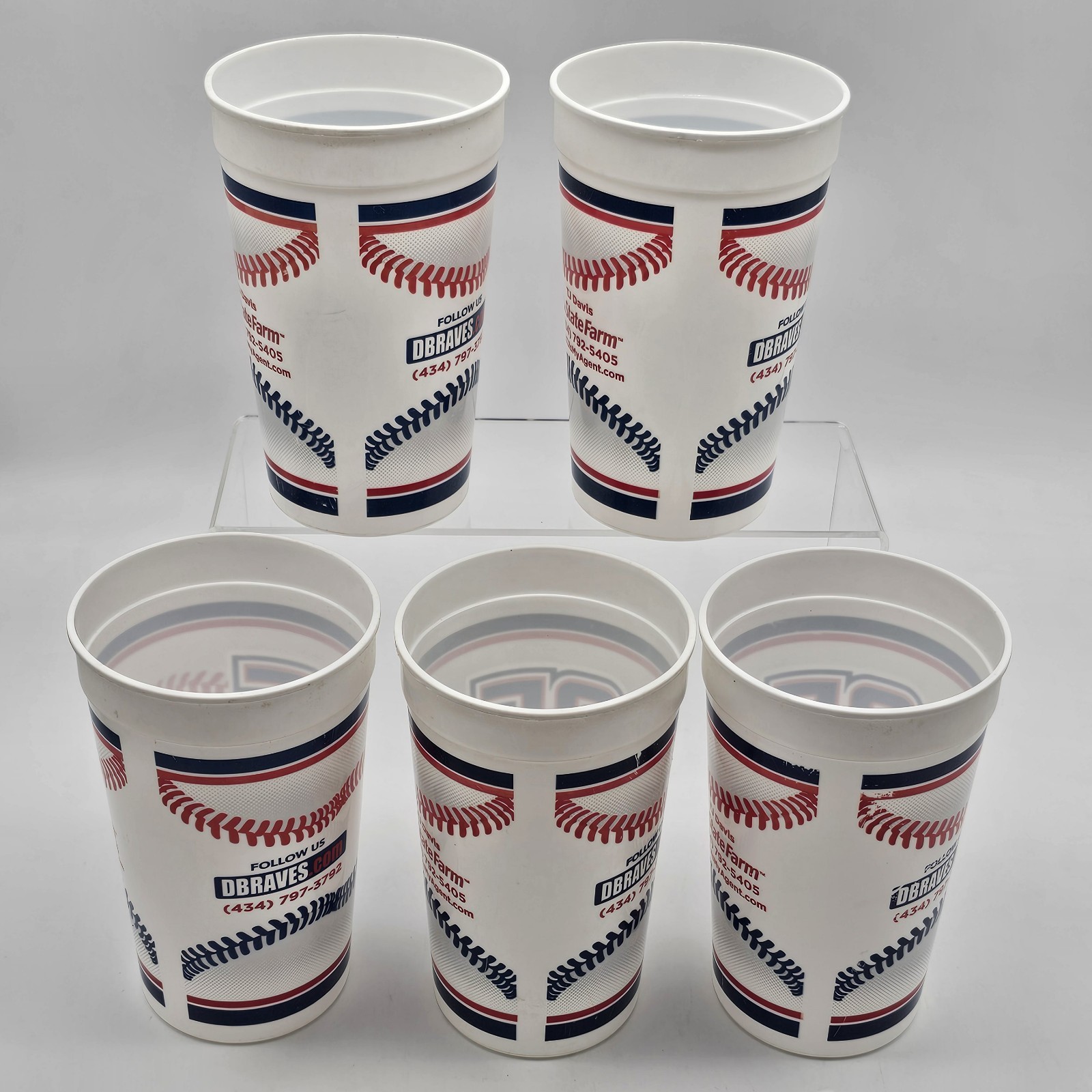 5 Braves Minor League Danville Plastic Cups 25 Years 1993-2018 Drinkware Promo