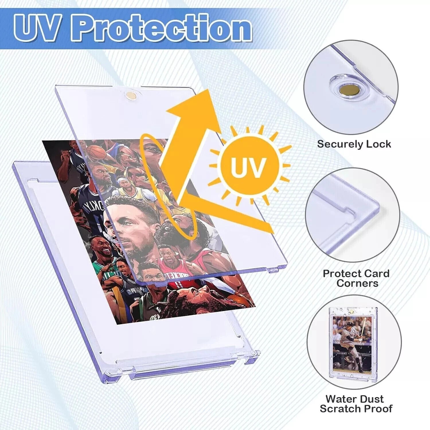30-200PCS Magnetic Trading Sports Card Holders 35pt One-Touch Hard UV Protector