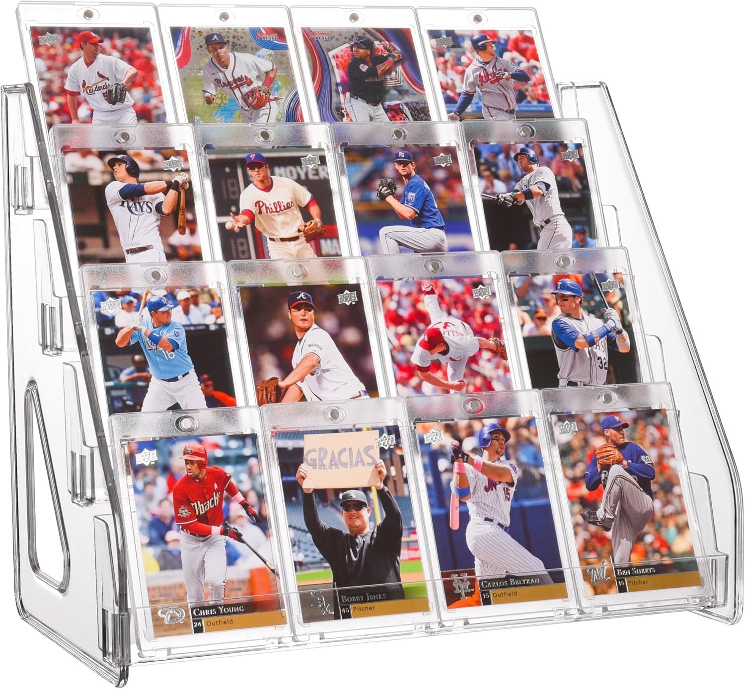 Compact 4-Tier Card Display Stand – Elegant Organizer for Collectors & Retailers