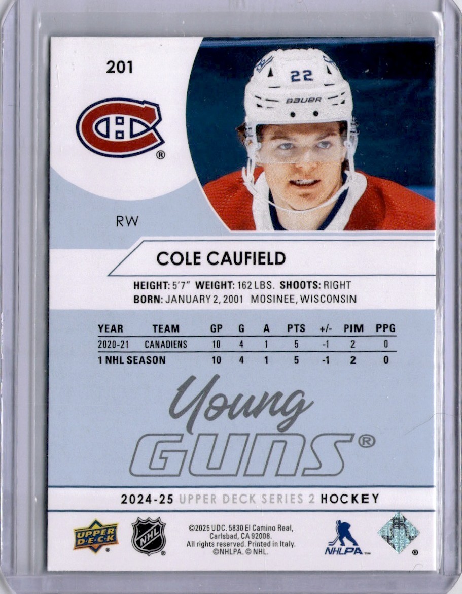 Cole Caufield Young Guns Renewed #YGR‑48 2024‑25 Upper Deck Series 2 [M116]