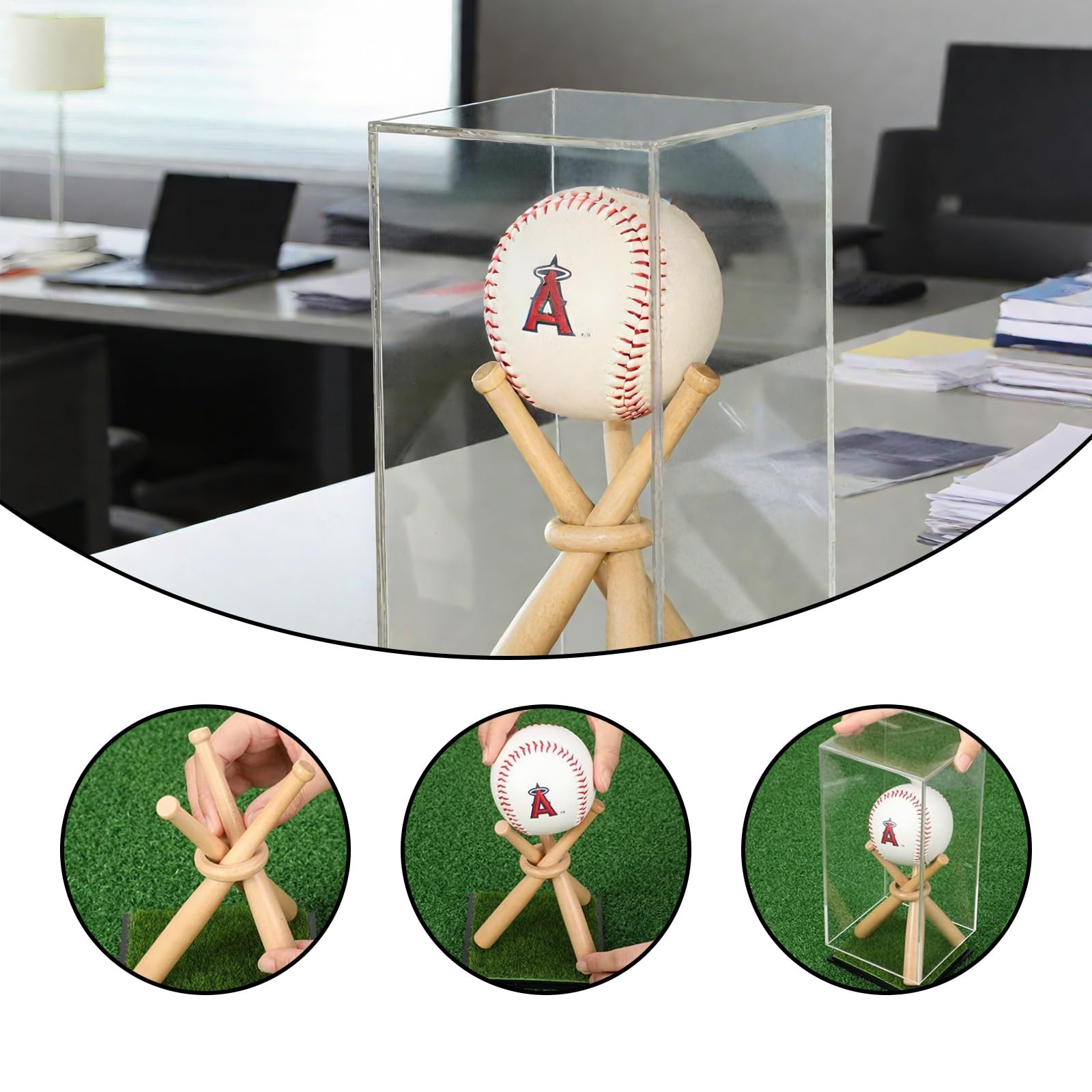 Premium Baseball Display Case Integrated with Baseball Stand: A Acrylic Showc…
