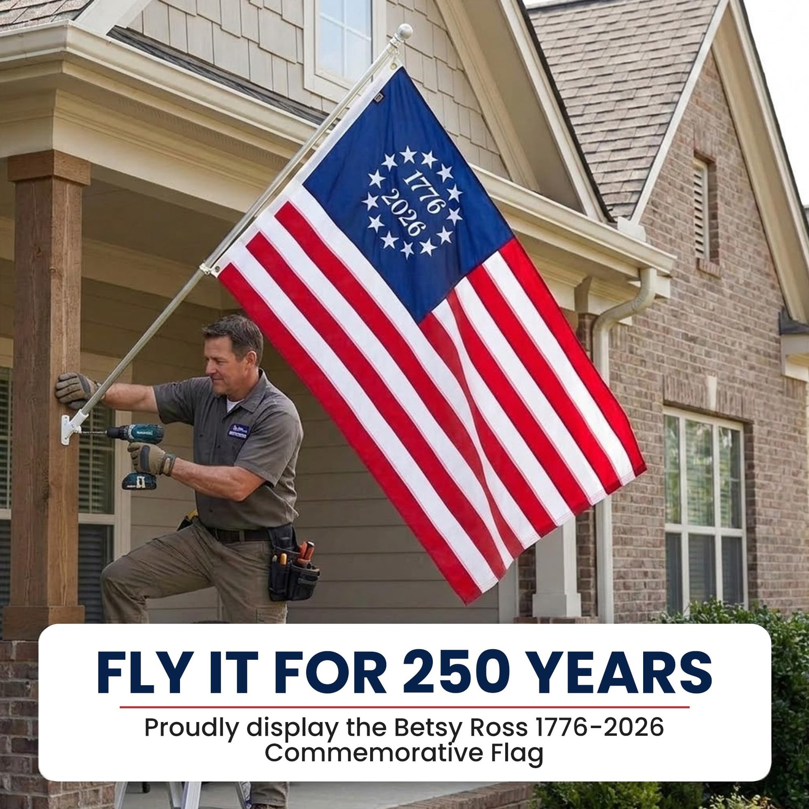 FlagSource Betsy Ross 250th Anniversary Flag Made in USA – 1776 United States