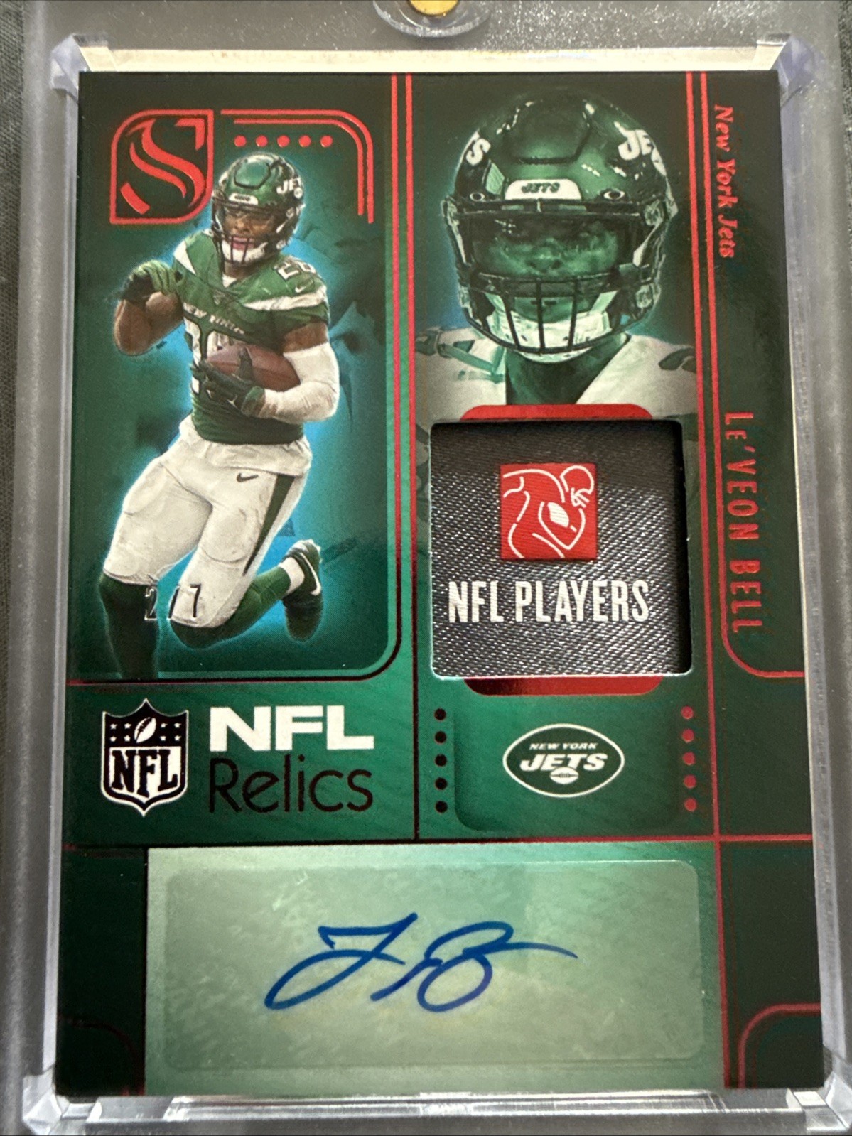 2025 Silhouette NFL Relic Le’Veon Bell Auto Patch Jets #NRA-LBL Laundry Tag /7