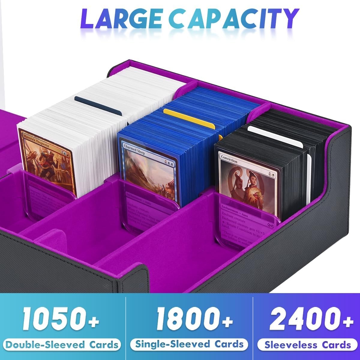 Trading Card Storage Box For 1800+, Leather Storage Box with Strong Closure New