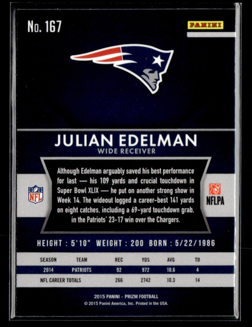 2015 Panini Prizm #167 Julian Edelman Card New England Patriots