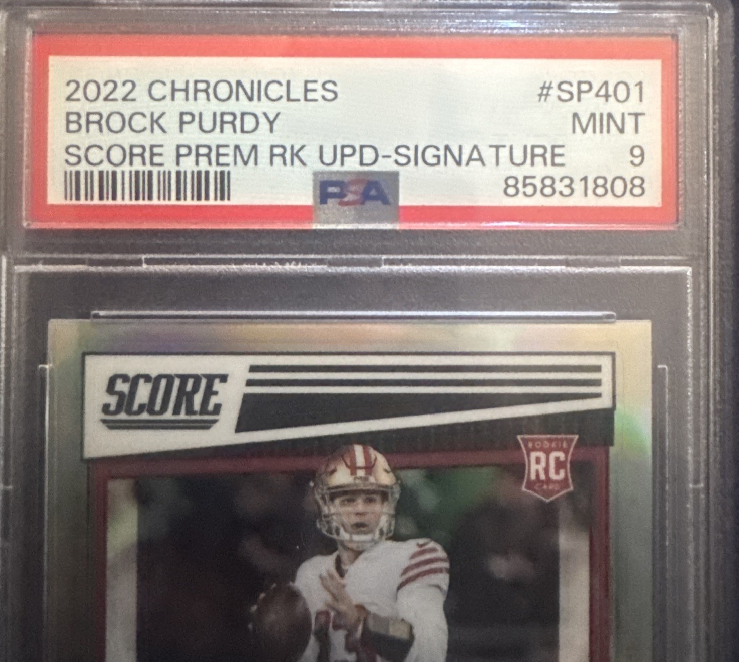 2022 Chronicles Score Premium Rookies SP-401 Brock Purdy (RC) Auto PSA 9 36/75🔥