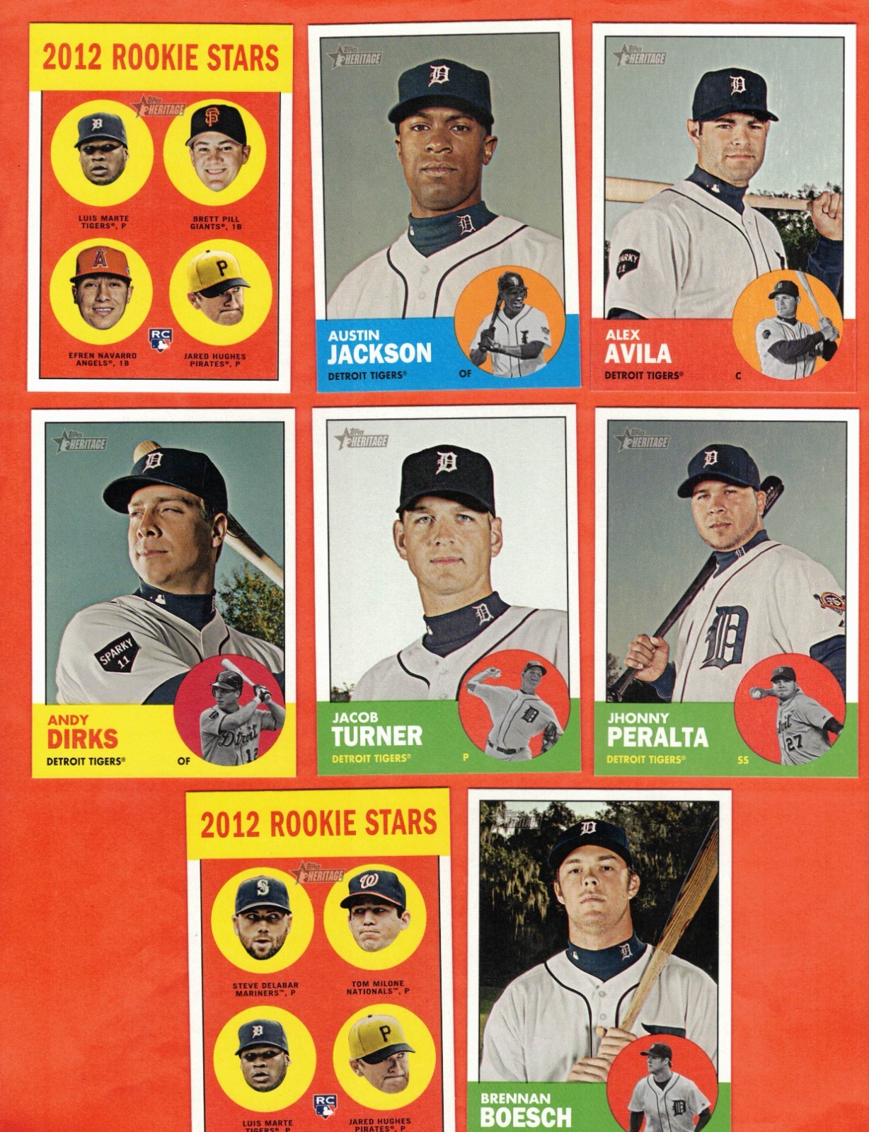 2012 Topps Heritage Detroit Tigers 1-500 Team Set! SPs Included!