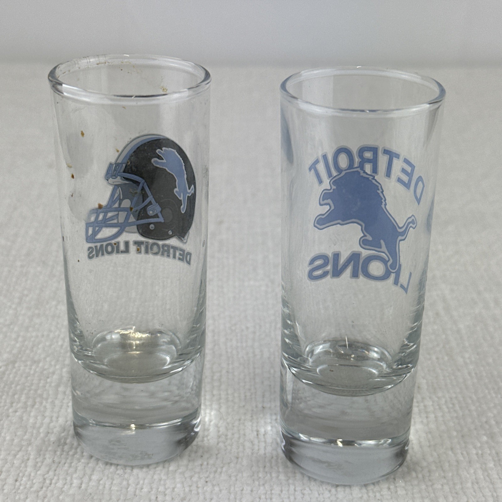 Set Of 2 Detroit Lions Logo Hype 2 Oz Shot Glasses NFL Fan Bar Party Gift