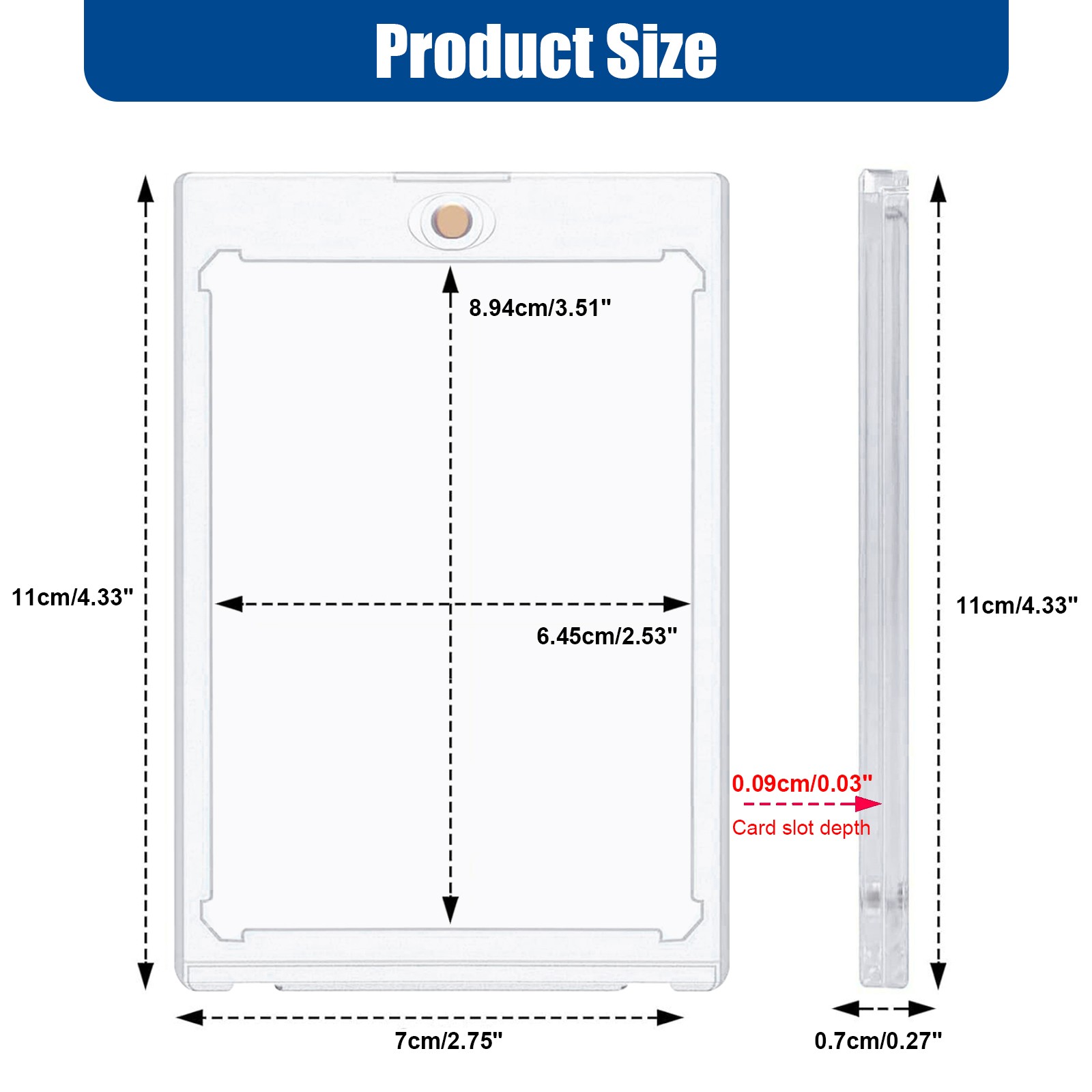 Display Frame for Magnetic Card Holder Trading Card 4 Standard Cards Wall Mount