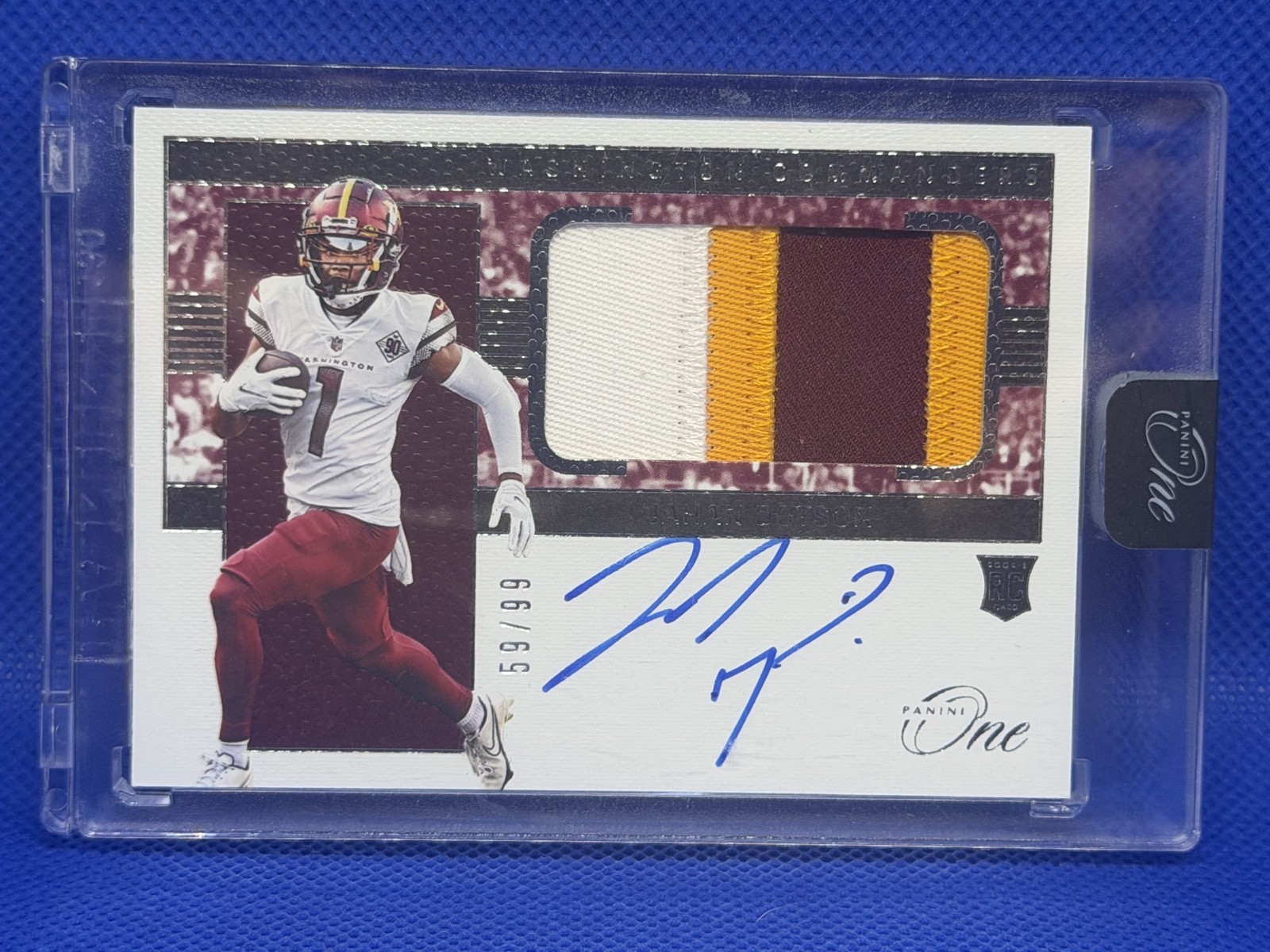‘22 Panini One Rookie Patch Autograph Jahan Dotson AU, MEM, RC) Commanders /99