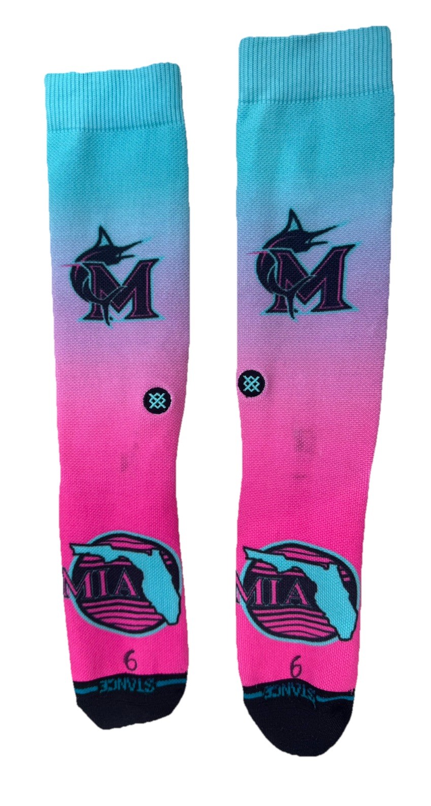 Miami Marlins Otto Lopez #6 2025 Team Issued Stance City Connect 305 Socks Lg