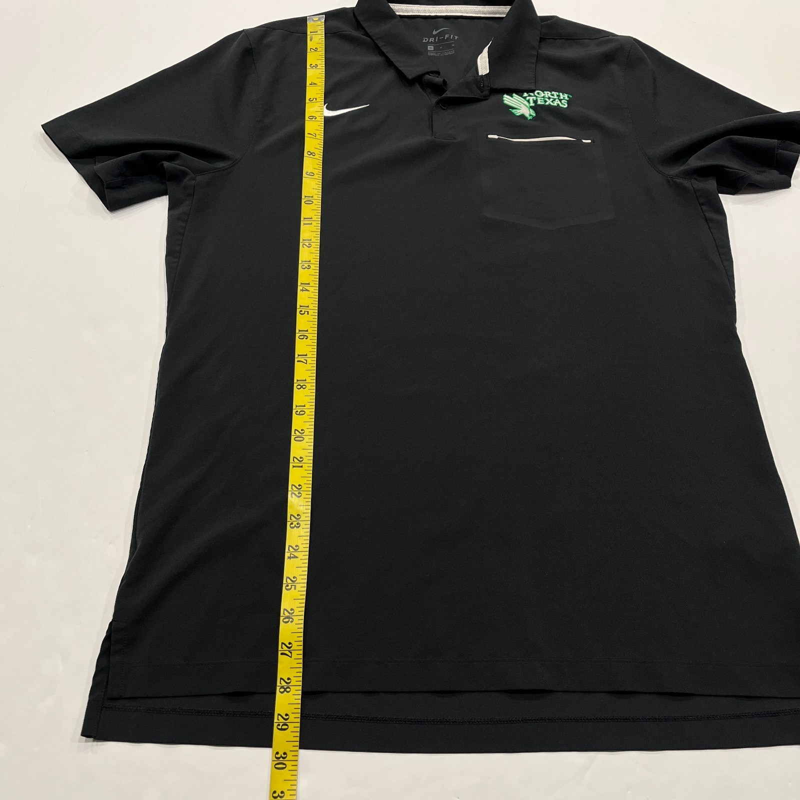 Nike Elite Coach Polo Shirt Mens Medium Black UNT North Texas Mean Green ZA04812