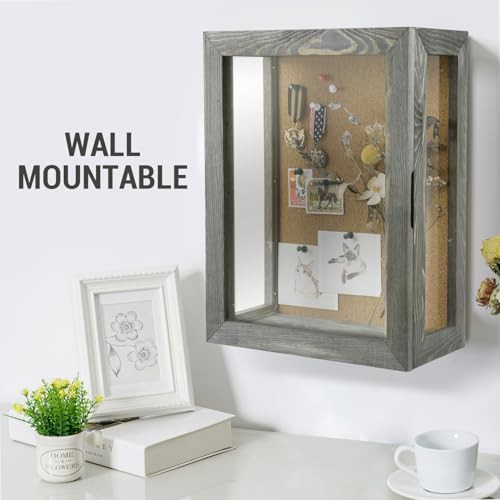 11×15 Deep Shadow Box Frame, Display Case Wall Mount for Picture, Grey