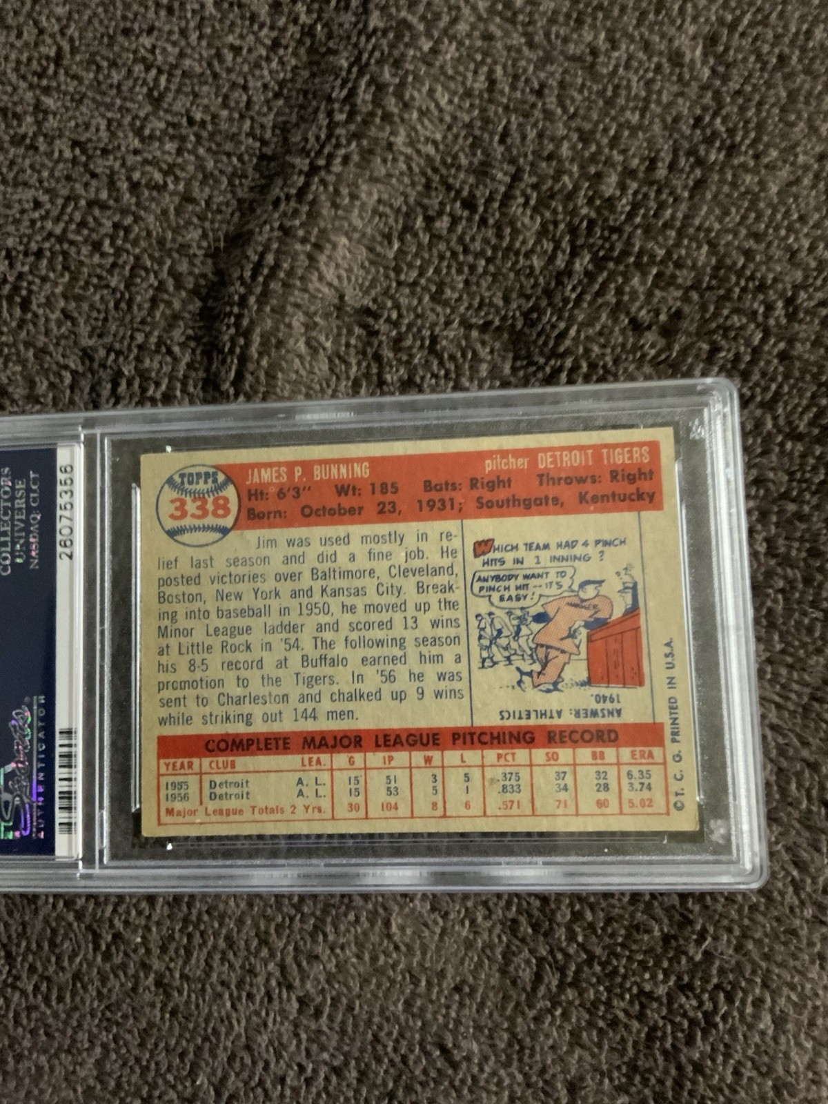 1957 TOPPS JIM BUNNING PSA 7