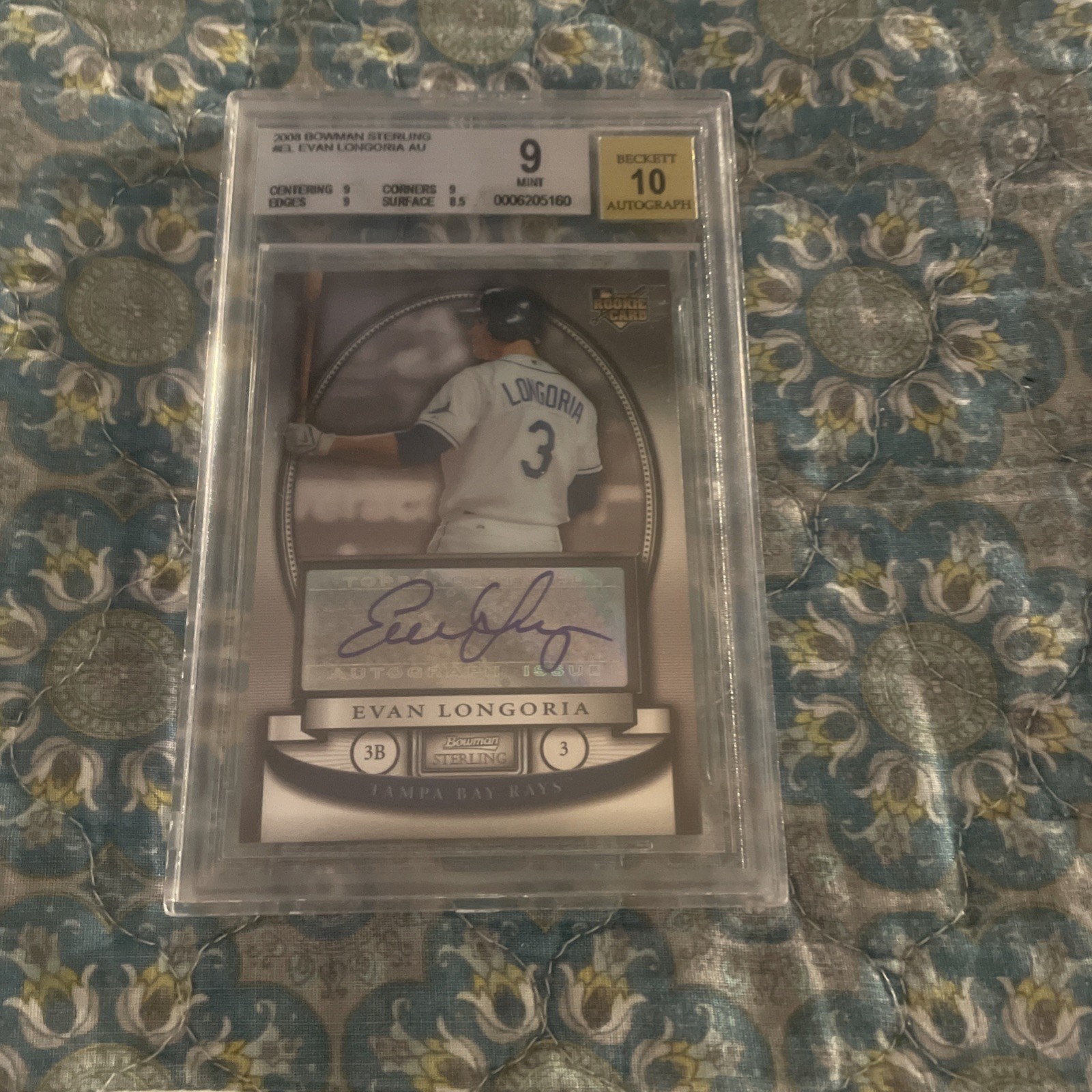 2008 POP 45👈EVAN LONGORIA (R/C)((AU)BS-EL⚾️BOWMAN STERLING BGS 9/10👈TB RAYS