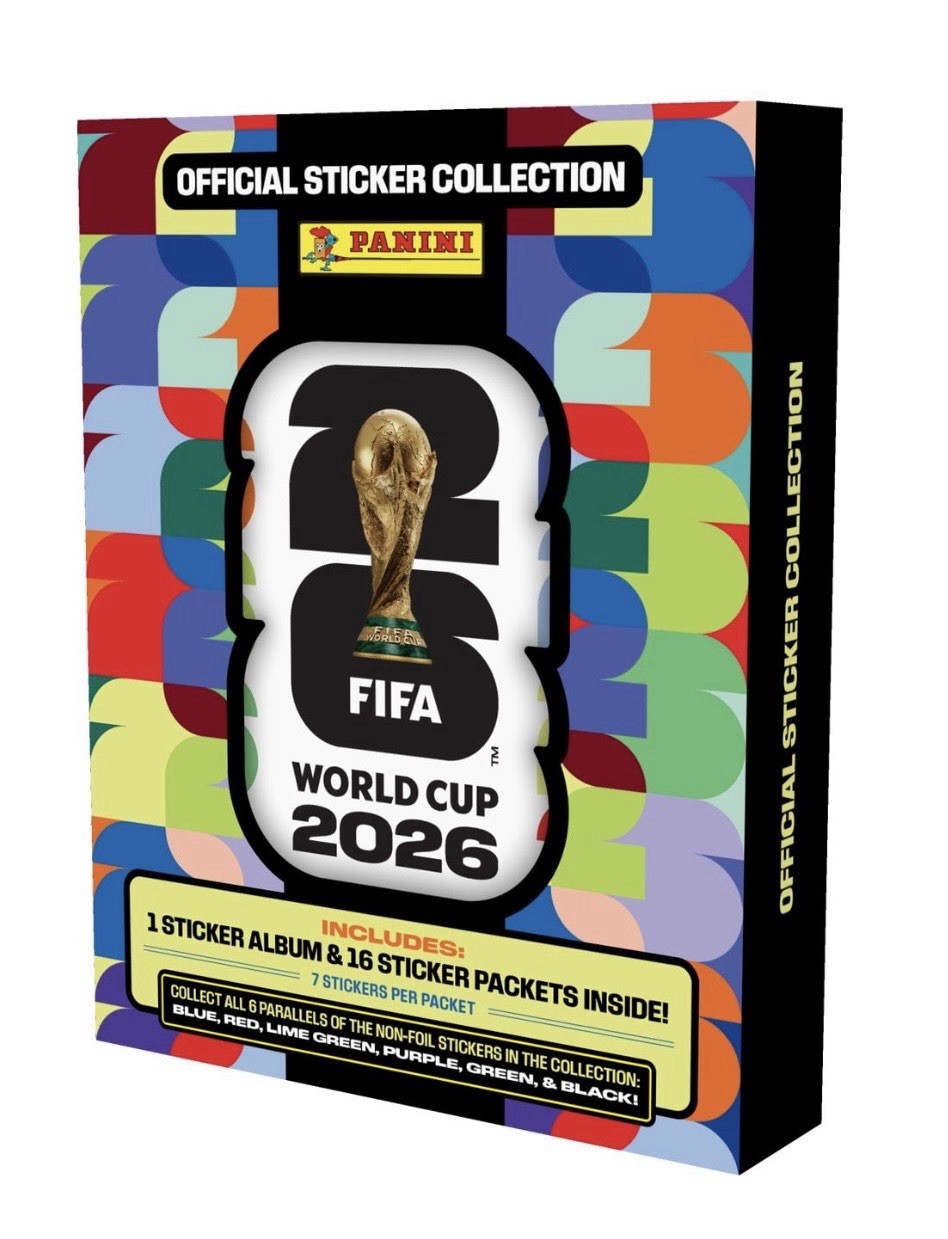 2026 Panini FIFA World Cup Collectors Tin w/ Album & (16 packs) 112 stickers