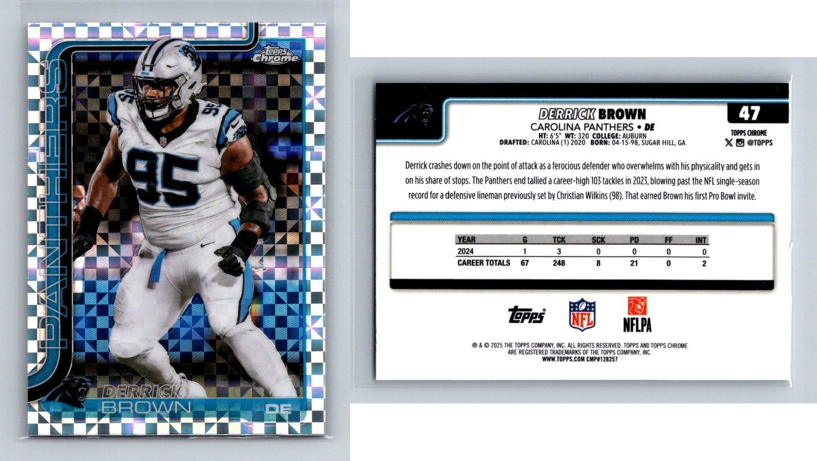 2025 Topps Chrome Football DERRICK BROWN X-Fractor #47