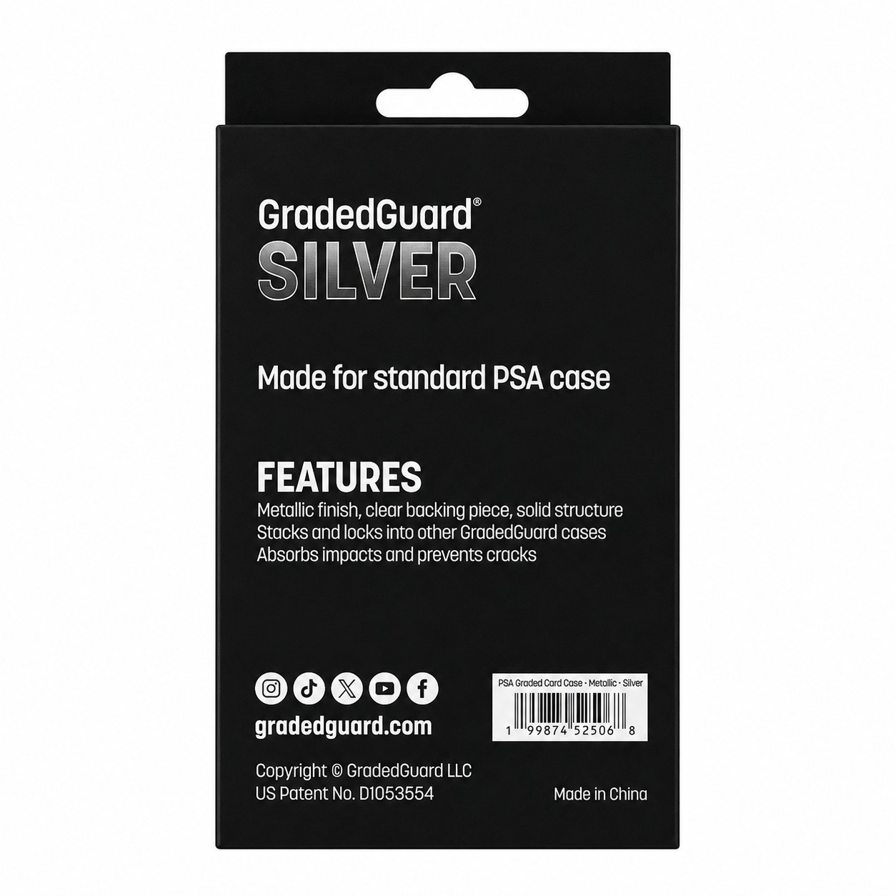 (1) Silver Metallic GradedGuard PSA Graded Card Case Guard Protector Stackable